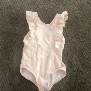 Minnow Swim Blush One Piece Ruffle Swimsuit 3/4 T